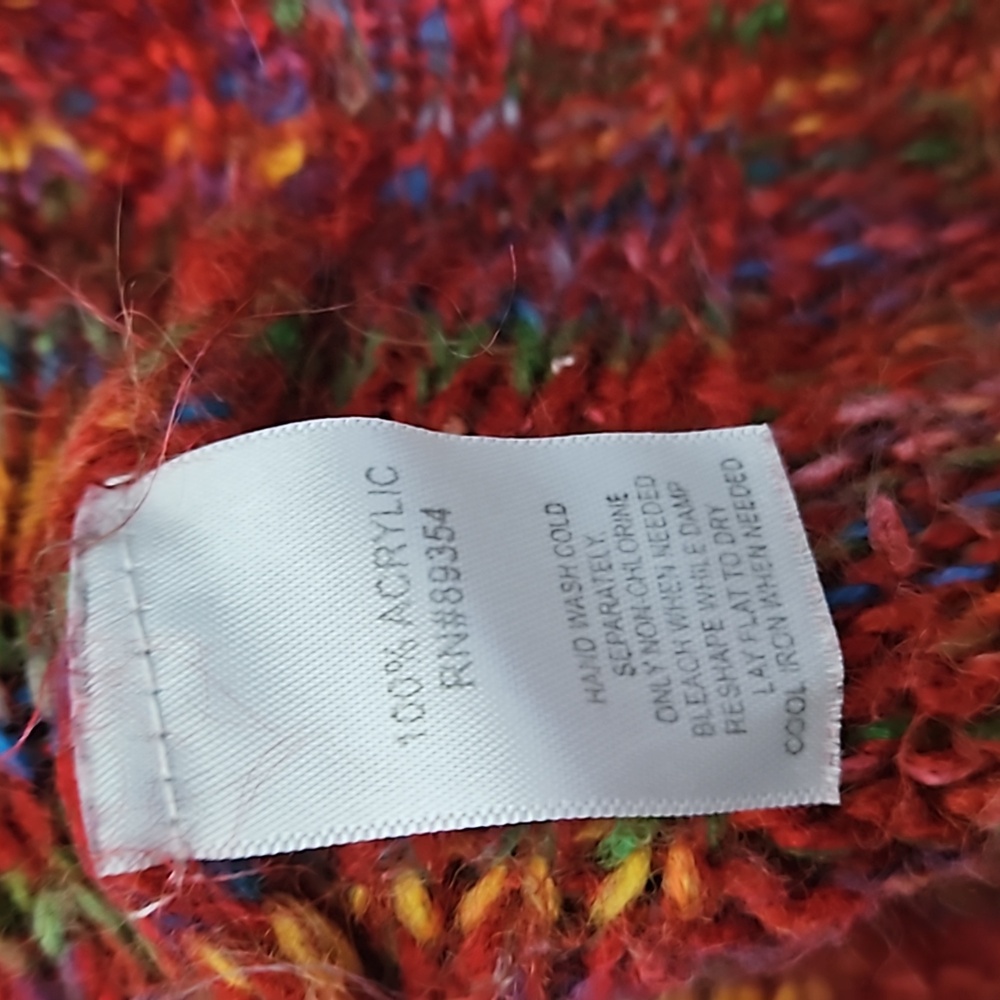 Kristin Nicole, acrylic, red, multicolored,  sweater with matching scarf,  2X - Picture 9 of 13